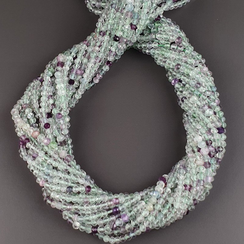 Fluorite Verde-Viola Naturale Forma Tondo Taglia Diamante, Micro Sfaccettato Machine Cut 3-3,6mm