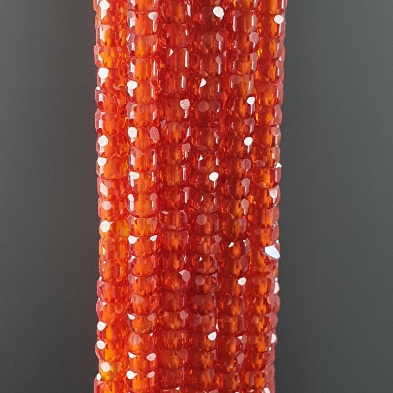 Zircone Corniola in Perline Forma Rondelle Sfaccettato a Mano Foro Passante 03mm