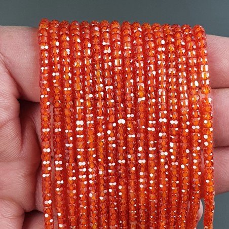 Zircone Corniola in Perline Forma Rondelle Sfaccettato a Mano Foro Passante 03mm