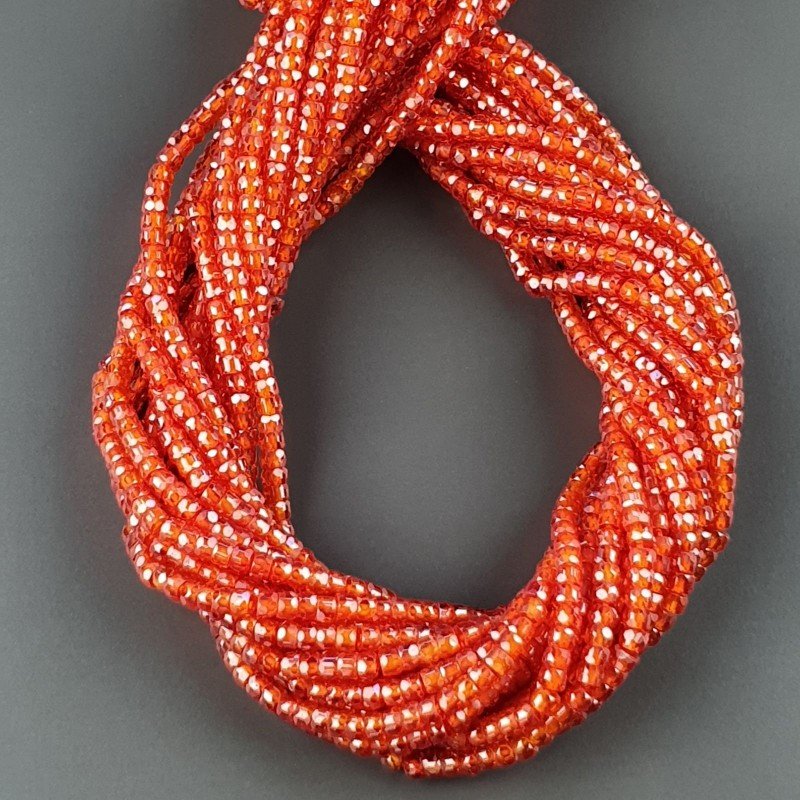 Zircone Corniola in Perline Forma Rondelle Sfaccettato a Mano Foro Passante 03mm