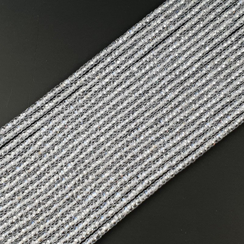 Zircone Bianco in Perline Forma Rondelle Sfaccettato a Mano Foro Passante 03mm