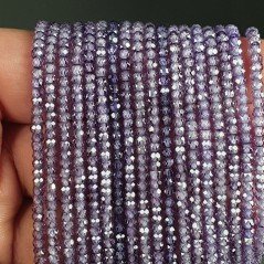 Zircone Viola in Perline Forma Rondelle Sfaccettato a Mano Foro Passante 03mm