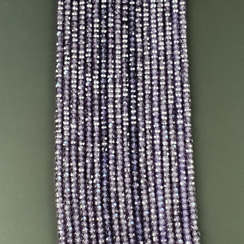 Zircone Viola in Perline Forma Rondelle Sfaccettato a Mano Foro Passante 03mm