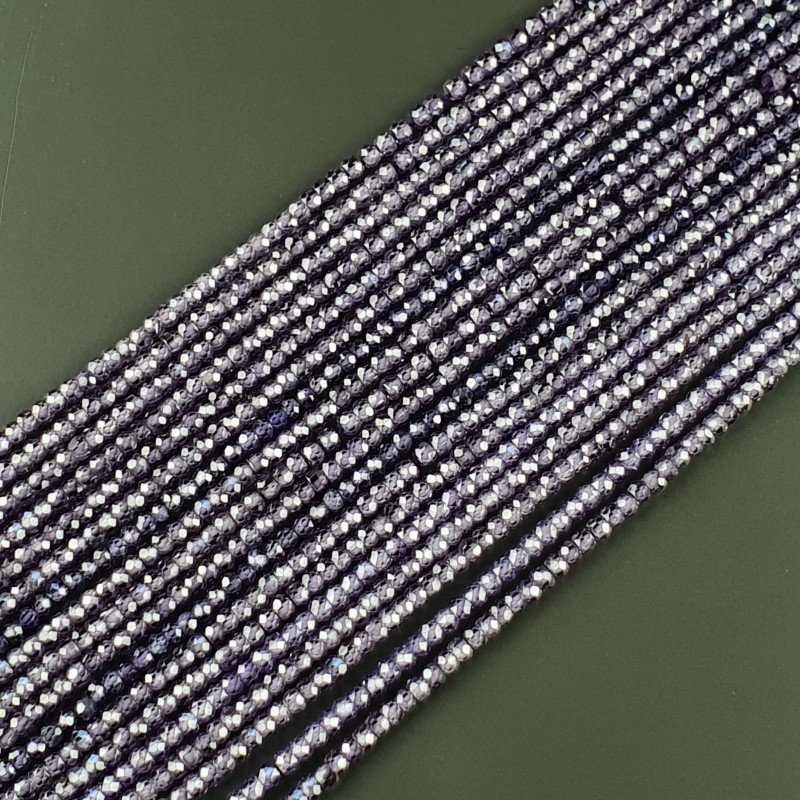Zircone Viola in Perline Forma Rondelle Sfaccettato a Mano Foro Passante 03mm