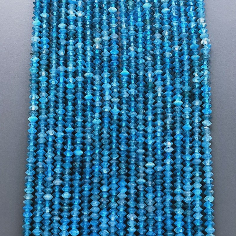 Apatite Blu Naturale Forma Dischio Taglia Diamante, Micro Sfaccettato Machine Cut 3,50mm