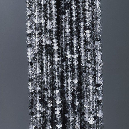 Quarzo Rutillato Nero Naturale Forma Dischio Taglia Diamante, Micro Sfaccettato Machine Cut 03mm