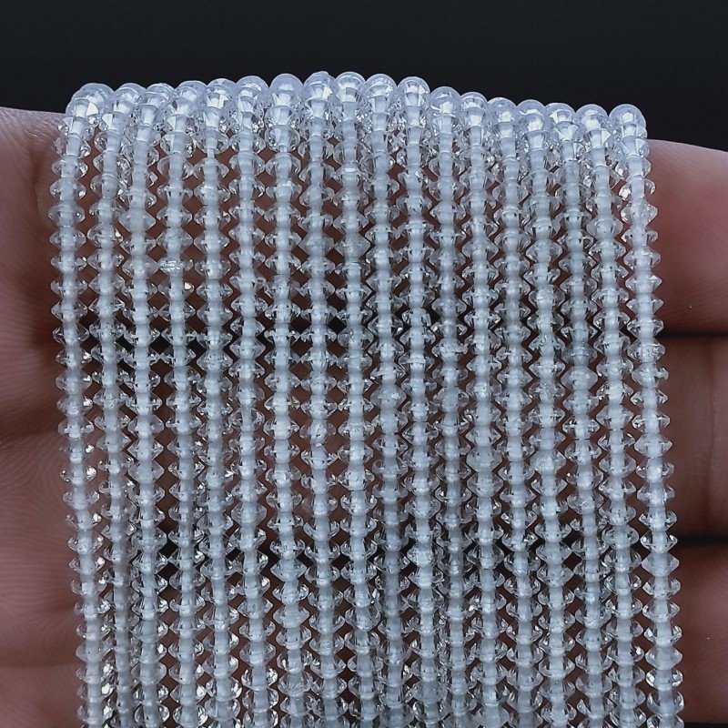 Cristallo Di Rocca Naturale Forma Dischio Taglia Diamante, Micro Sfaccettato Machine Cut 3,50mm