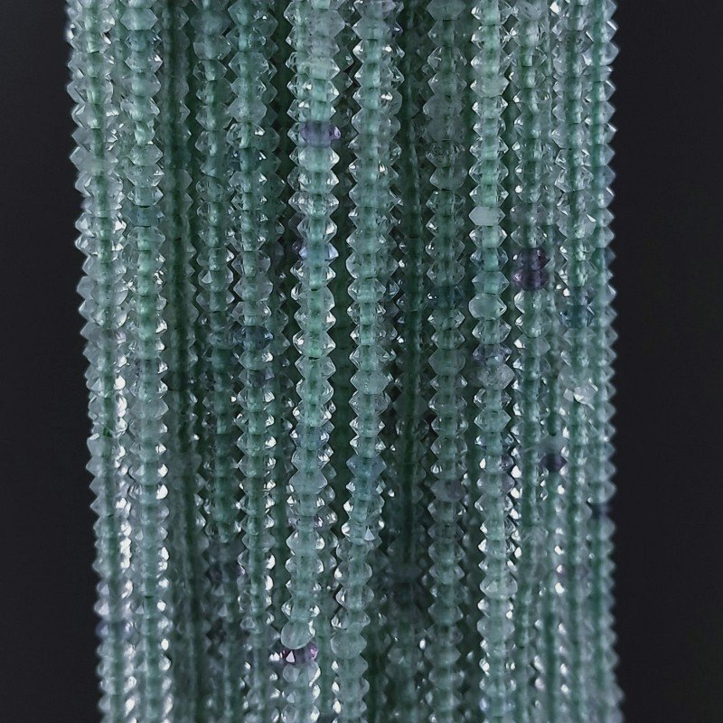 Fluorite Verde-Viola Naturale Forma Dischio Taglia Diamante, Micro Sfaccettato Machine Cut 02mm