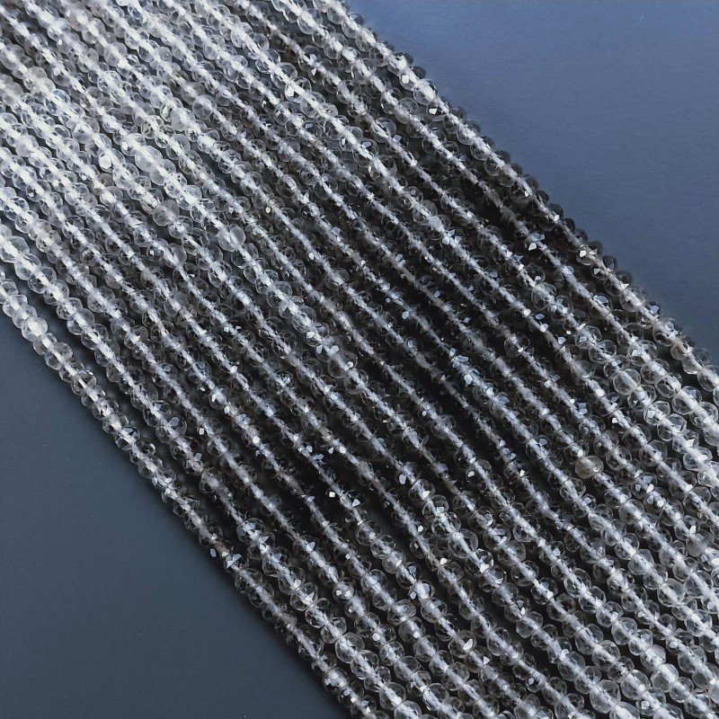 Quarzo Fume Sfumato Naturale in Perline Forma Rondelle Sfaccettato a Mano Foro Passante 03-04mm