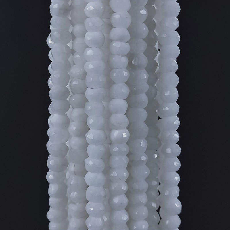 Quarzo Bianco Naturale in Perline Forma Rondelle Sfaccettato a Mano Foro Passante 03-04mm