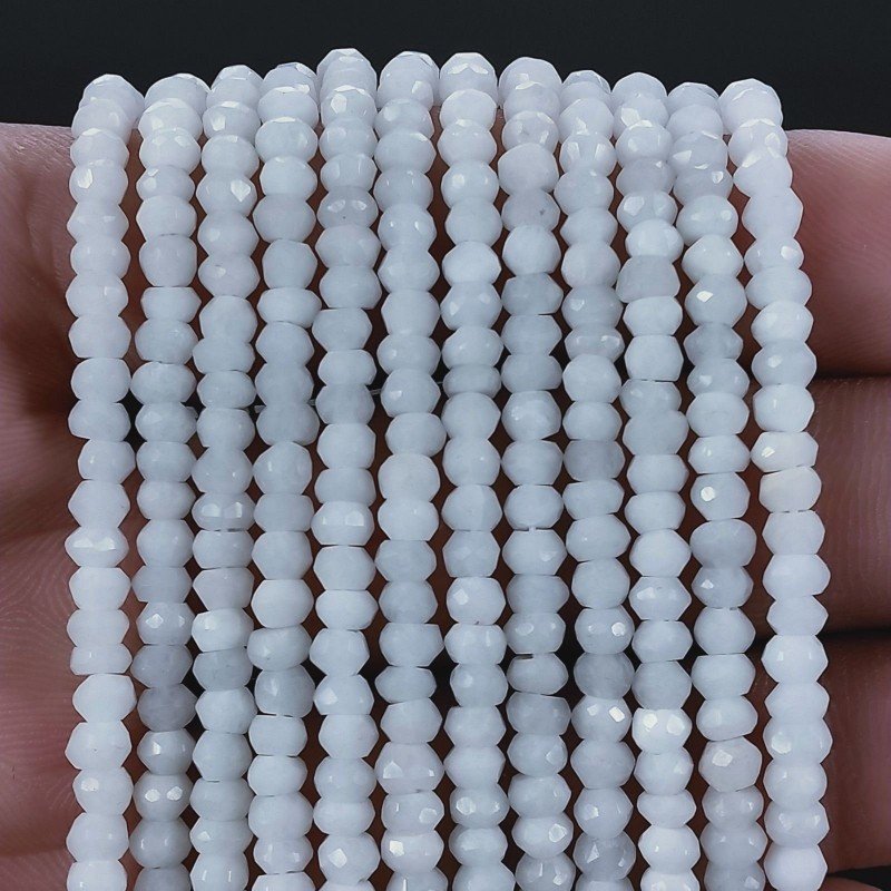 Quarzo Bianco Naturale in Perline Forma Rondelle Sfaccettato a Mano Foro Passante 03-04mm