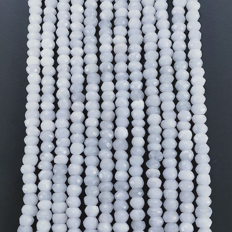 Quarzo Bianco Naturale in Perline Forma Rondelle Sfaccettato a Mano Foro Passante 03-04mm