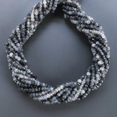 Quarzo Rutilato Grigio Naturale in Perline Forma Rondelle Sfaccettato a Mano Foro Passante 03-04mm