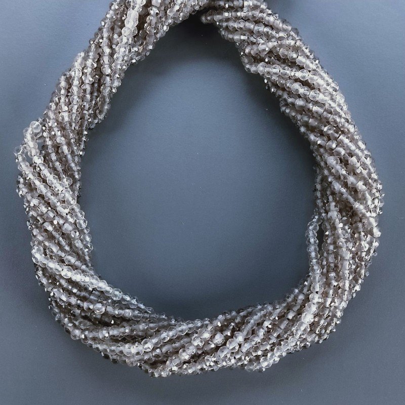 Quarzo Fume Naturale in Perline Forma Rondelle Sfaccettato a Mano Foro Passante 03-04mm