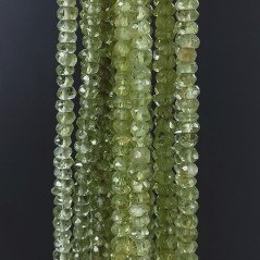 Peridotto Naturale in Perline Forma Rondelle Sfaccettato a Mano Foro Passante 02-04mm
