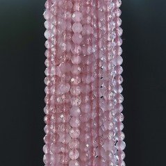 Quarzo Rosa Naturale Forma Tondo Taglia Diamante, Micro Sfaccettato Machine Cut 2,20mm