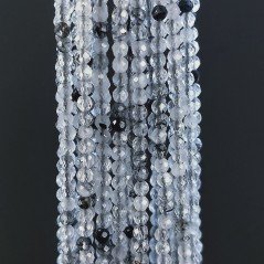 Quarzo Rutilato Tormalinato Naturale Forma Tondo Taglia Diamante, Micro Sfaccettato Machine Cut 2,20mm