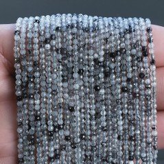 Quarzo Rutilato Tormalinato Naturale Forma Tondo Taglia Diamante, Micro Sfaccettato Machine Cut 2,20mm