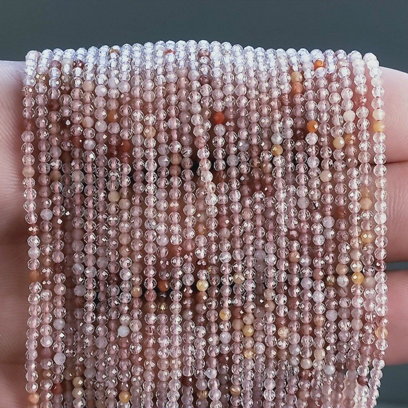 Quarzo Rutilato Marrone Naturale Forma Tondo Taglia Diamante, Micro Sfaccettato Machine Cut 02mm