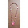 Collana girocollo agata grigia tondo sfac con pendente aulite irreg e pietre dure miste annodato