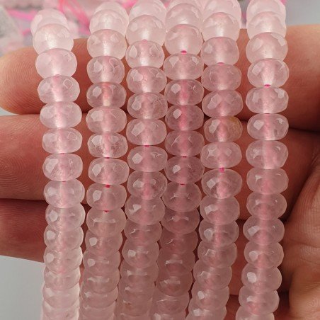 Giada Rosa in Perline Forma Rondelle Sfaccettato Foro Passante 08X05mm