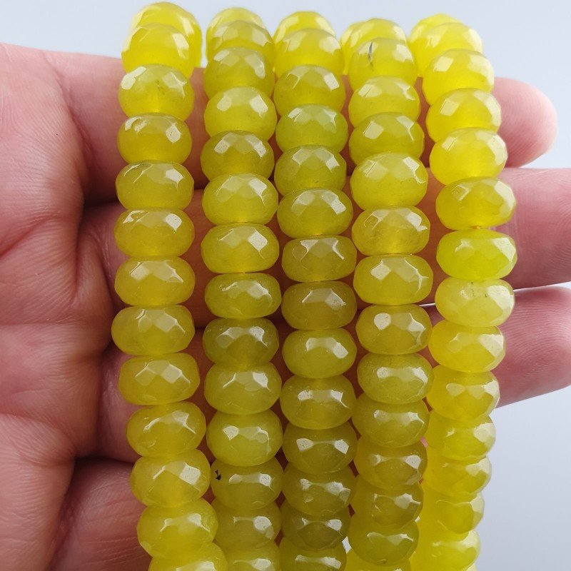 Giada Limone in Perline Forma Rondelle Sfaccettato Foro Passante 10X06mm