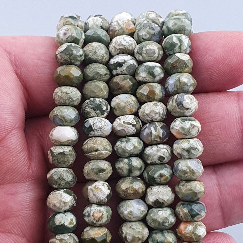 Riolite Naturale in Perline Forma Rondelle Sfaccettato Foro Passante 08mm