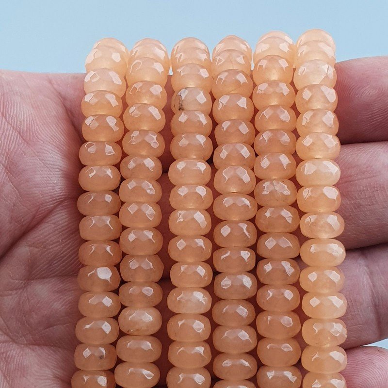 Giada Pesca in Perline Forma Rondelle Sfaccettato Foro Passante 08X05mm