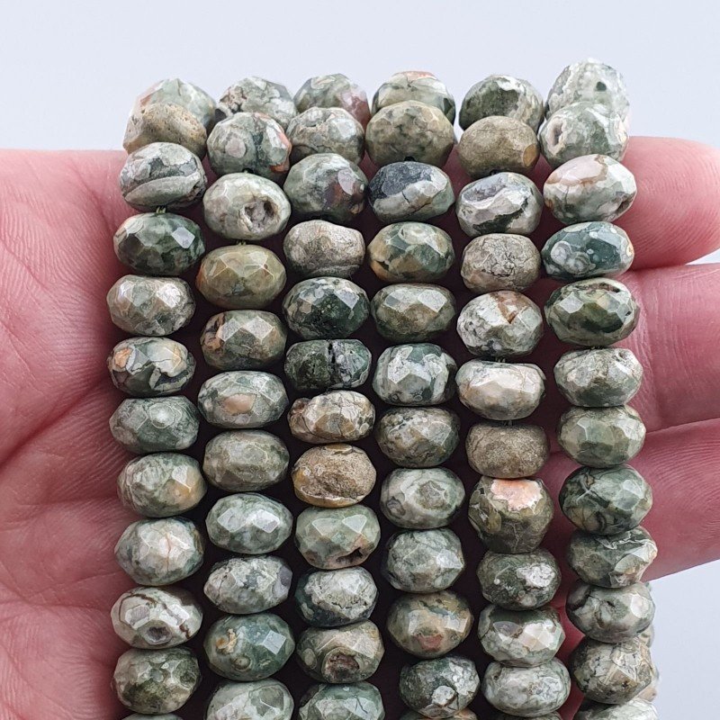 Riolite Naturale in Perline Forma Rondelle Sfaccettato Foro Passante 10mm