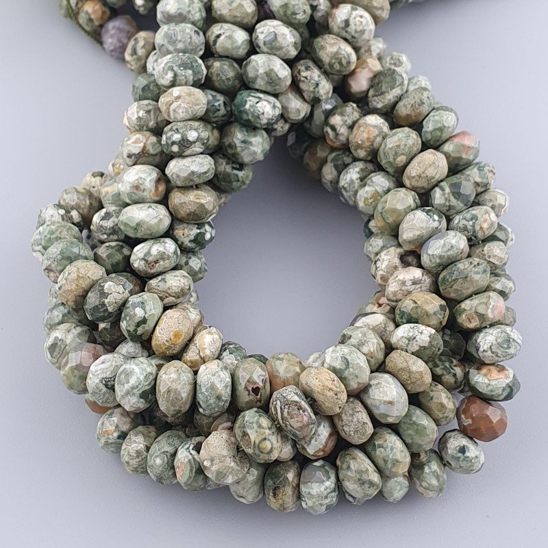 Riolite Naturale in Perline Forma Rondelle Sfaccettato Foro Passante 10mm