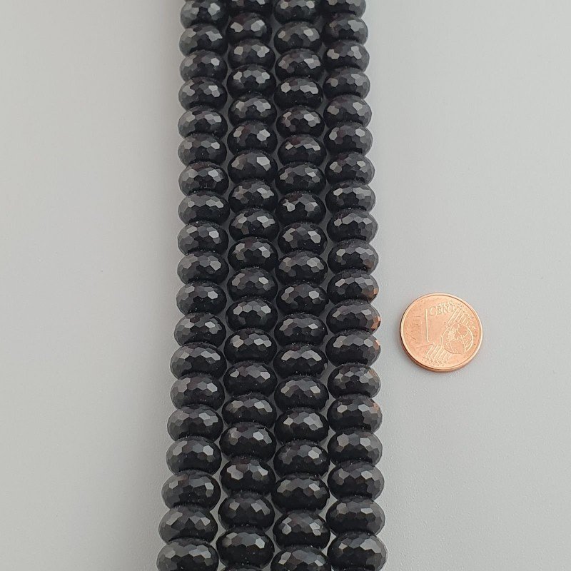Onice Nera in Perline Forma Rondelle Sfaccettato Foro Passante 10mm