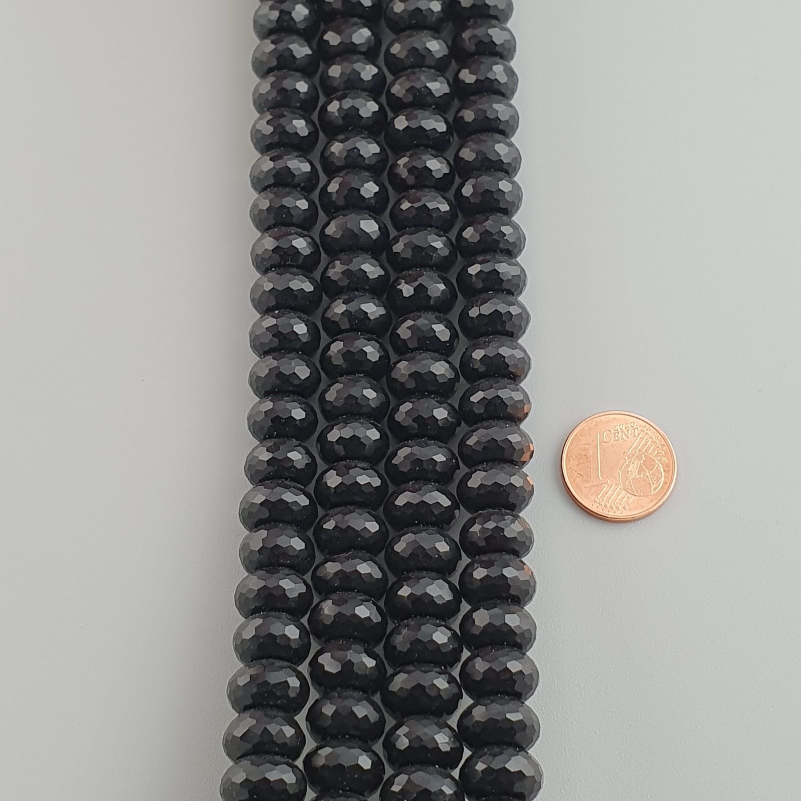 Onice Nera in Perline Forma Rondelle Sfaccettato Foro Passante 10mm