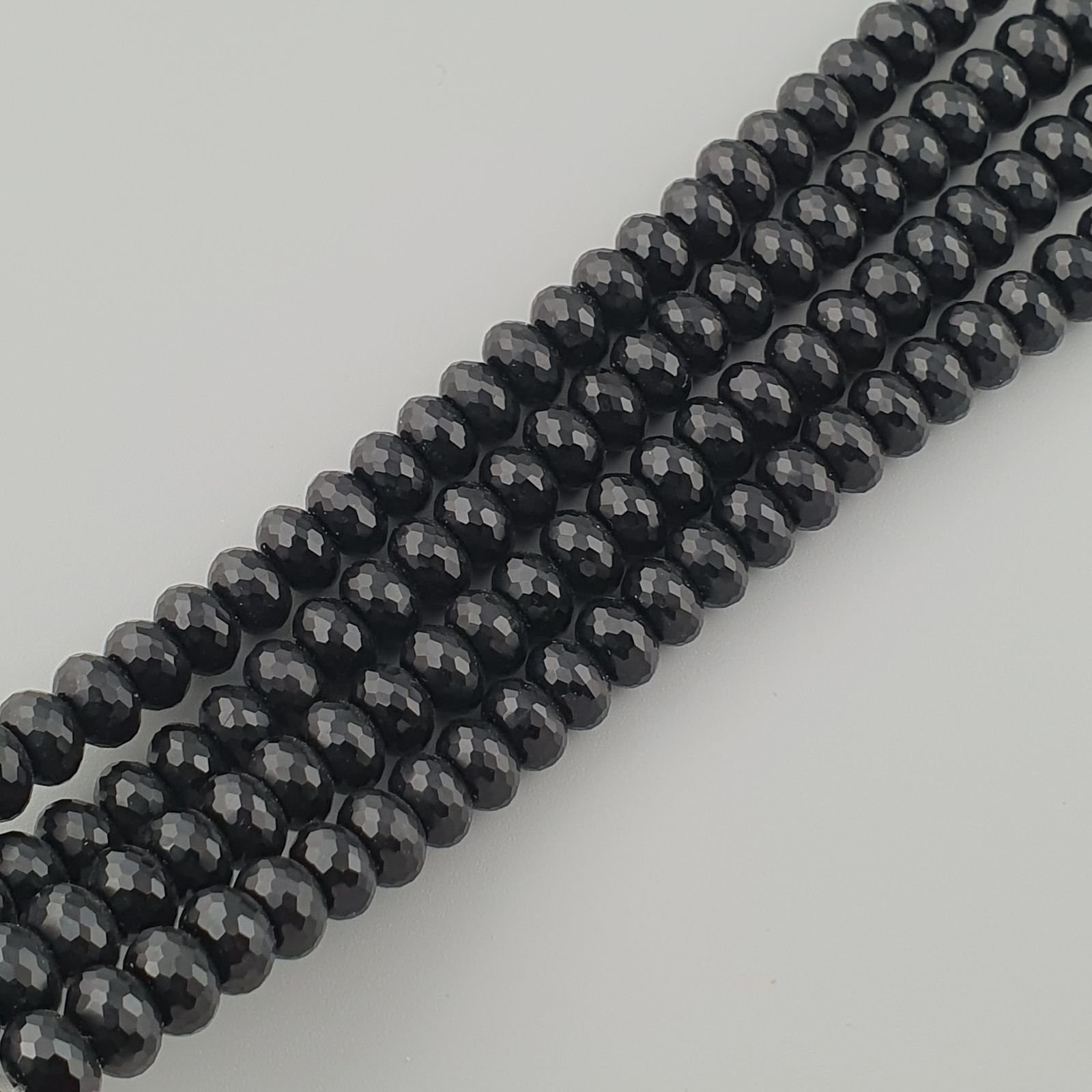 Onice Nera in Perline Forma Rondelle Sfaccettato Foro Passante 10mm