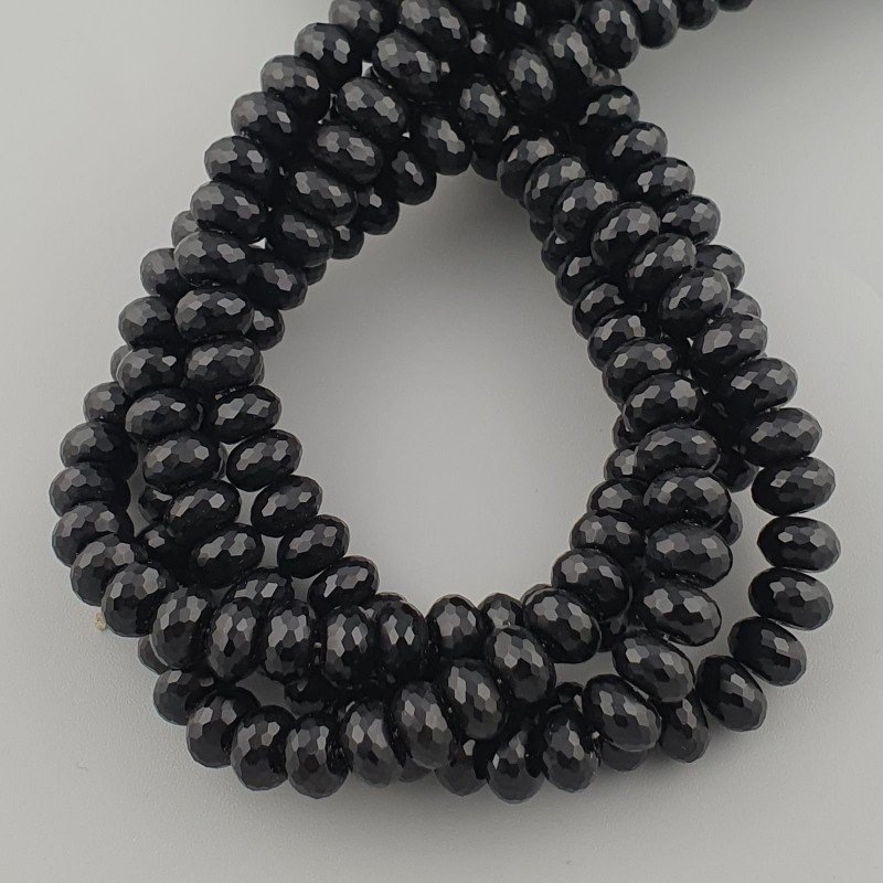Onice Nera in Perline Forma Rondelle Sfaccettato Foro Passante 10mm