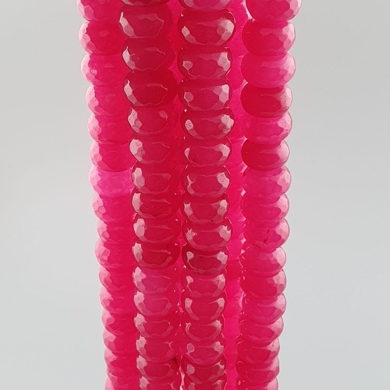 Giada Fucsia in Perline Forma Rondelle Sfaccettato Foro Passante 10X06mm
