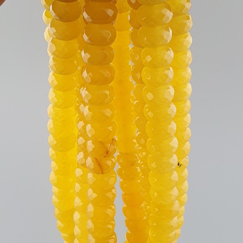 Giada Gialla in Perline Forma Rondelle Sfaccettato Foro Passante 10X06mm