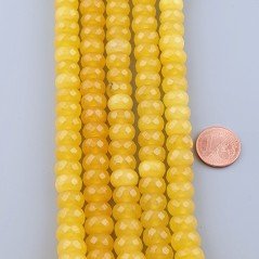 Giada Gialla in Perline Forma Rondelle Sfaccettato Foro Passante 10X06mm