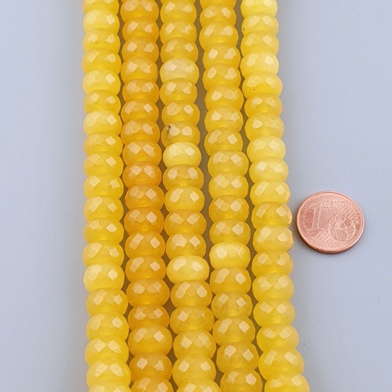 Giada Gialla in Perline Forma Rondelle Sfaccettato Foro Passante 10X06mm