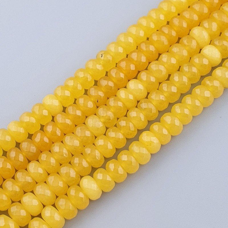 Giada Gialla in Perline Forma Rondelle Sfaccettato Foro Passante 10X06mm