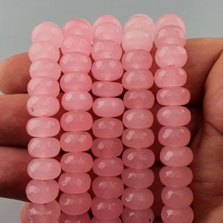 Giada Rosa in Perline Forma Rondelle Sfaccettato Foro Passante 10X06mm