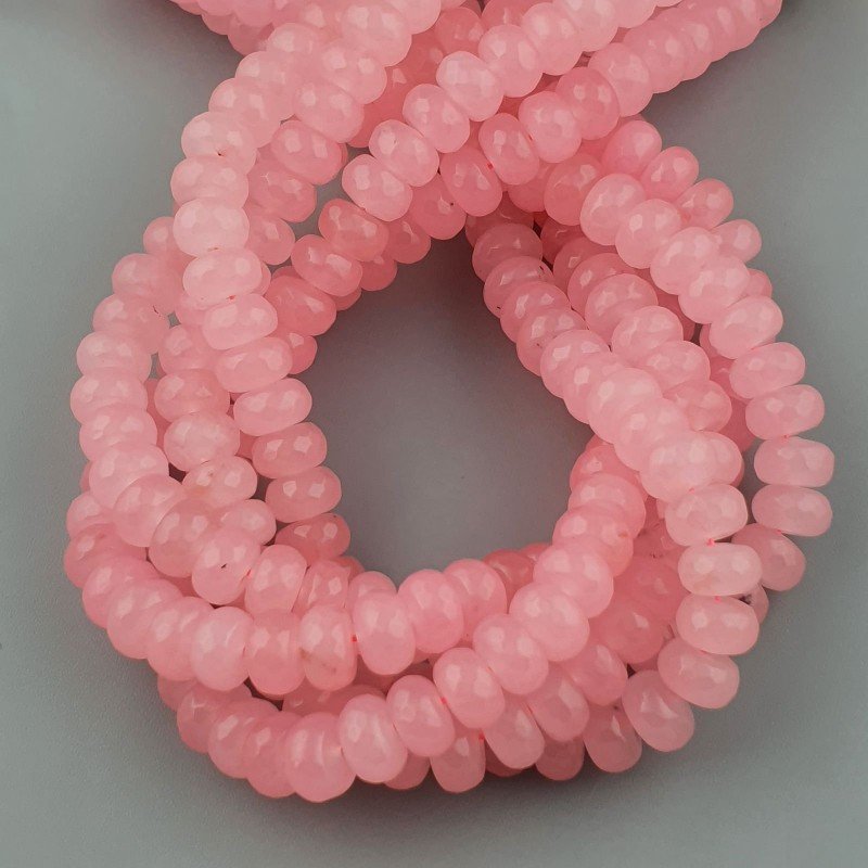 Giada Rosa in Perline Forma Rondelle Sfaccettato Foro Passante 10X06mm Giada Rosa in Perline Forma Rondelle Sfaccettato Foro Passante 10X06mm
