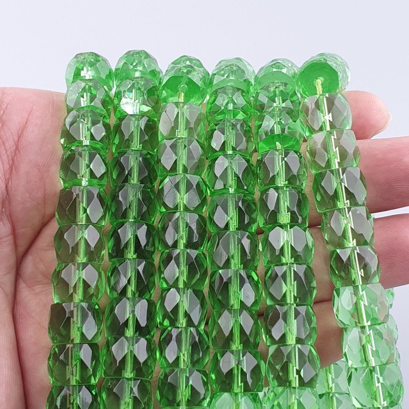 Cristallo verde chiaro rondelle sfaccettate 11mm