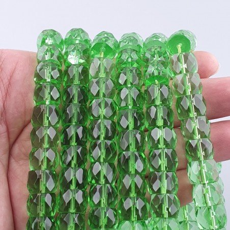 Cristallo verde chiaro rondelle sfaccettate 11mm