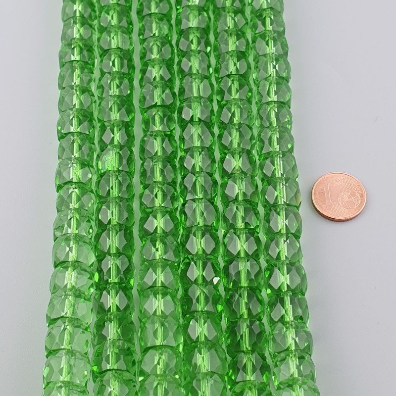 Cristallo verde chiaro rondelle sfaccettate 11mm