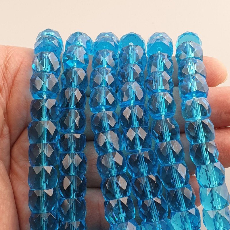Cristallo azzuro transparente rondelle sfaccettate 12mm