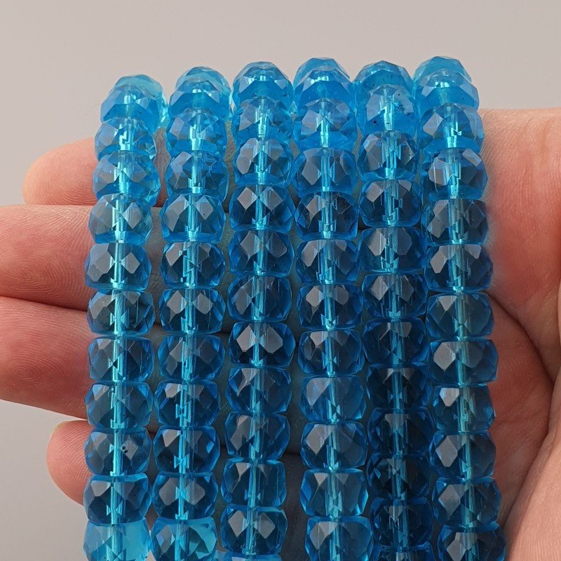 Cristallo azzuro transparente rondelle sfaccettate 10mm