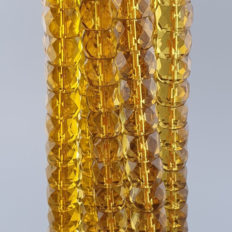 Cristallo Ambra in Perline Forma Rondelle Twist Sfaccettato Foro Passante 11mm Cristallo Ambra in Perline Forma Rondelle Twist Sfaccettato Foro Passante 11mm