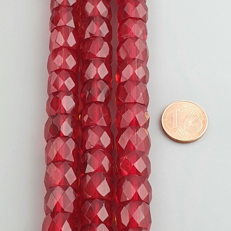Cristallo rosso scuro transparente rondelle sfaccettate 12mm