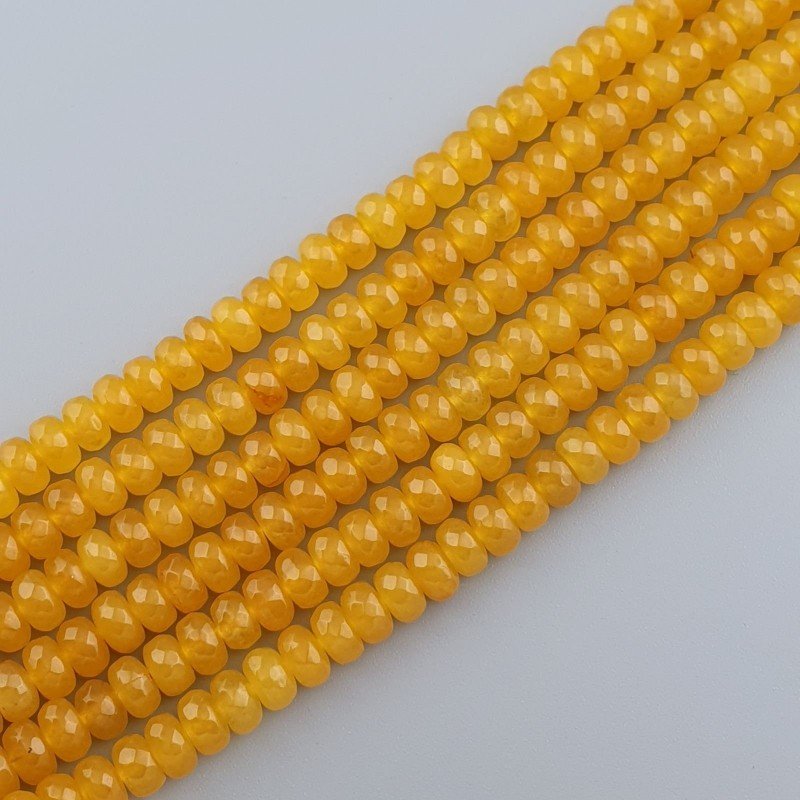 Giada Gialla in Perline Forma Rondelle Sfaccettato Foro Passante 08X05mm
