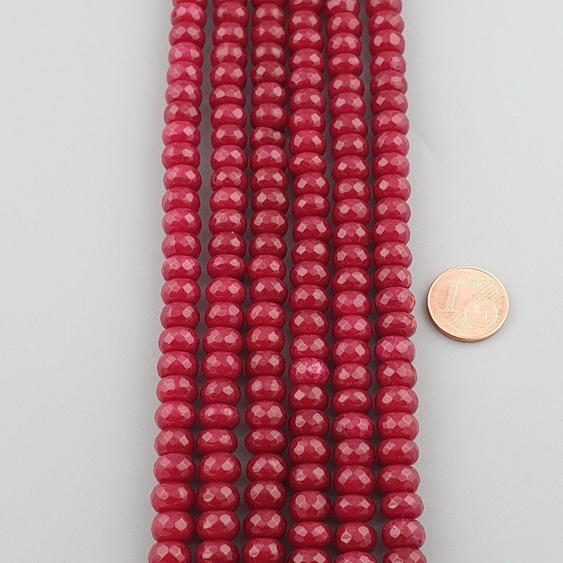 Giada Rubino in Perline Forma Rondelle Sfaccettato Foro Passante 08X05mm